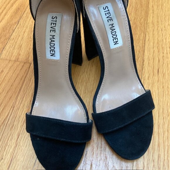Steve Madden Carrson Block Heel Black Suede sandal 5.5 - Picture 9 of 11